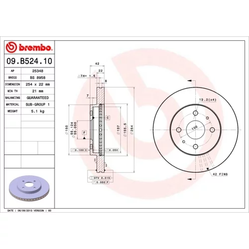 Brzdový kotúč BREMBO 09.B524.10