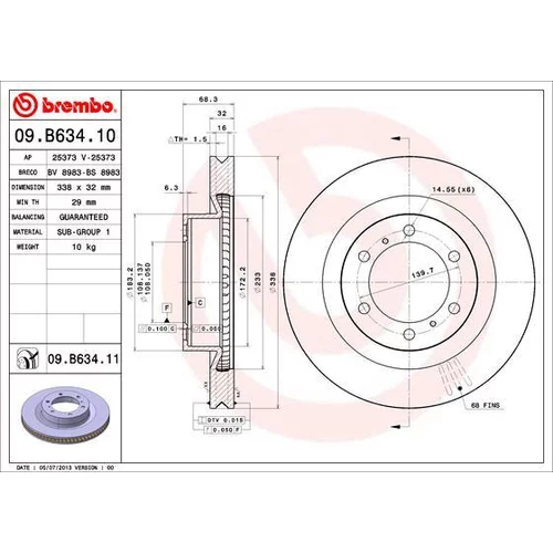 Brzdový kotúč BREMBO 09.B634.11