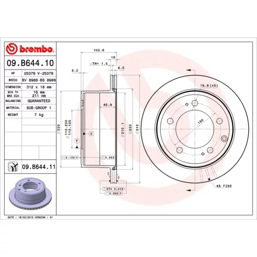 Brzdový kotúč BREMBO 09.B644.11