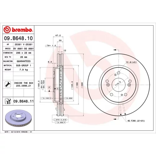 Brzdový kotúč BREMBO 09.B648.10