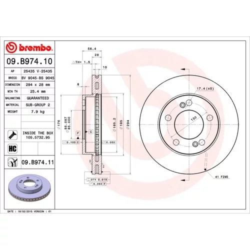 Brzdový kotúč BREMBO 09.B974.11