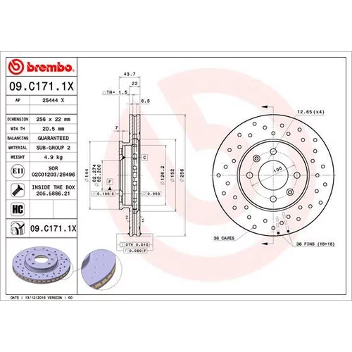 Brzdový kotúč 09.C171.1X /BREMBO/