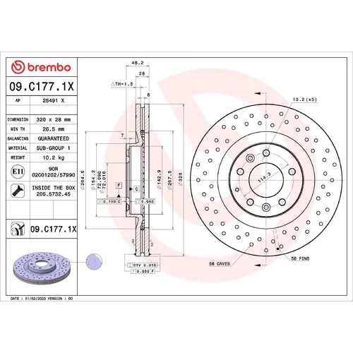 Brzdový kotúč BREMBO 09.C177.1X