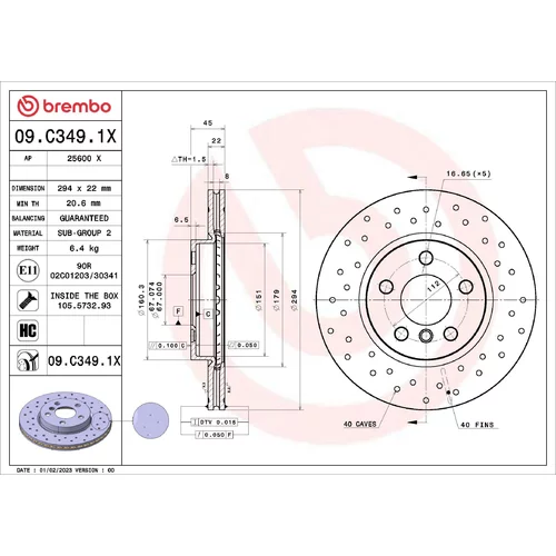 Brzdový kotúč 09.C349.1X /BREMBO/