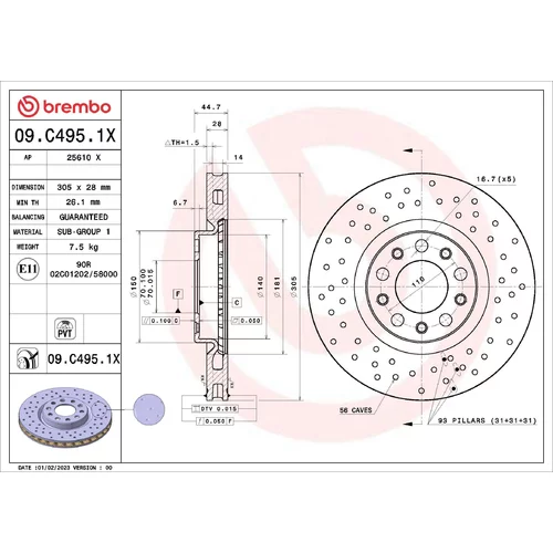 Brzdový kotúč BREMBO 09.C495.1X