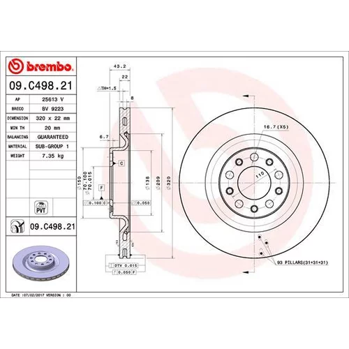 Brzdový kotúč BREMBO 09.C498.21