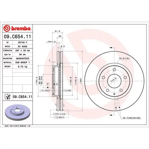 Brzdový kotúč 09.C654.11 /BREMBO/