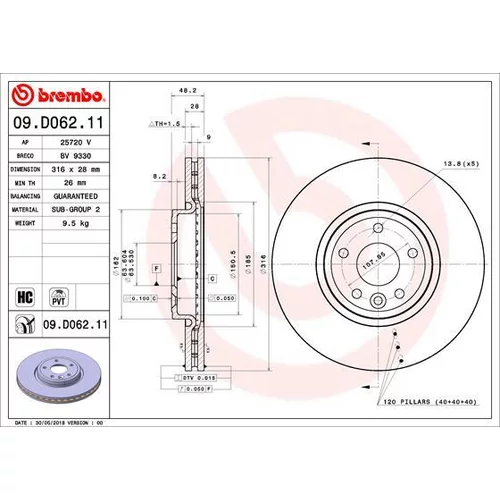 Brzdový kotúč BREMBO 09.D062.11