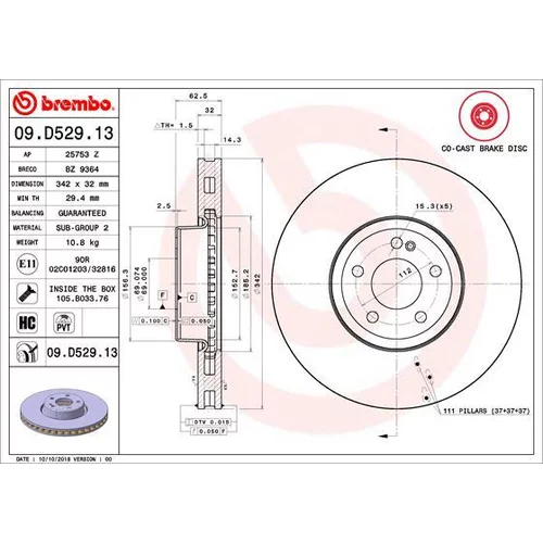 Brzdový kotúč BREMBO 09.D529.13