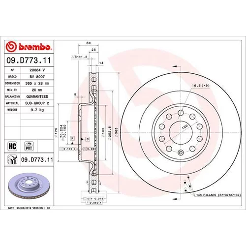 Brzdový kotúč BREMBO 09.D773.11