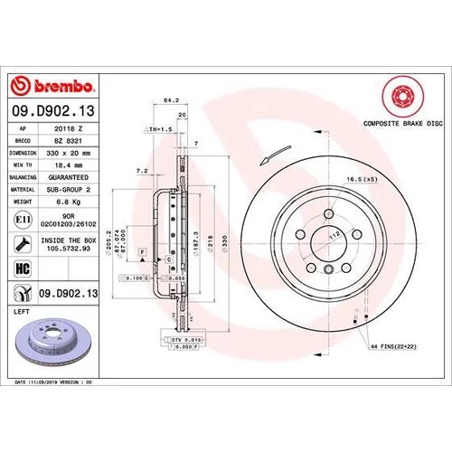 Brzdový kotúč 09.D902.13 /BREMBO/