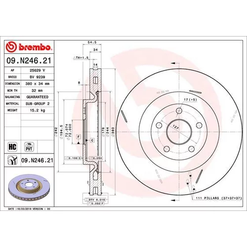 Brzdový kotúč BREMBO 09.N246.21