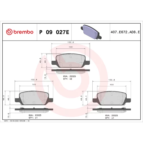 Sada brzdových platničiek kotúčovej brzdy BREMBO P 09 027E