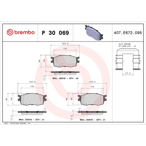 Sada brzdových platničiek kotúčovej brzdy P 30 069 /BREMBO/