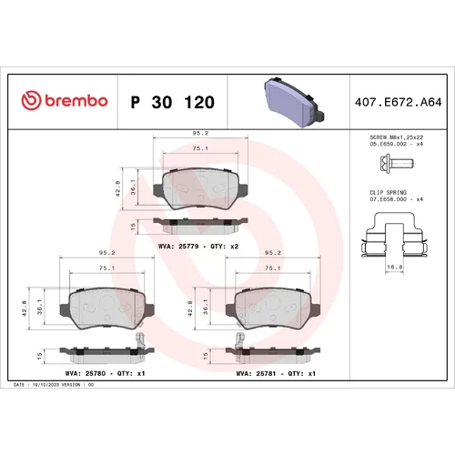 Sada brzdových platničiek kotúčovej brzdy BREMBO P 30 120