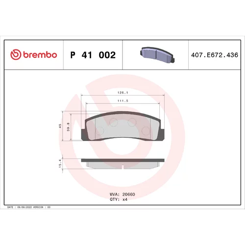 Sada brzdových platničiek kotúčovej brzdy BREMBO P 41 002