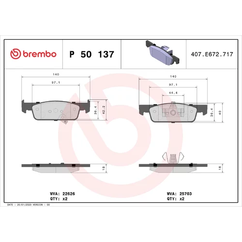 Sada brzdových platničiek kotúčovej brzdy BREMBO P 50 137