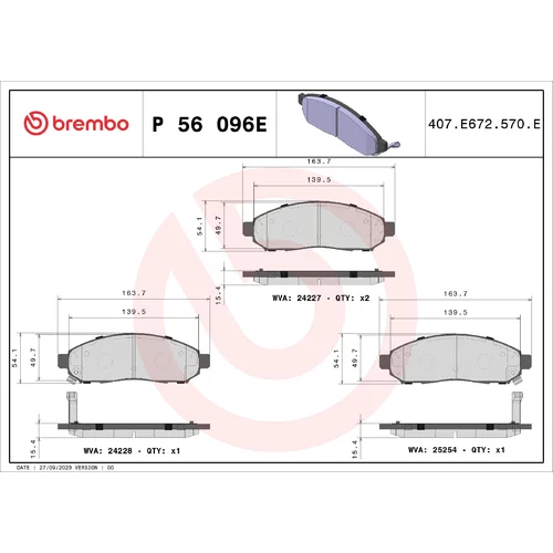 Sada brzdových platničiek kotúčovej brzdy BREMBO P 56 096E