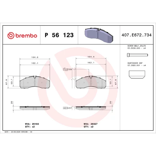 Sada brzdových platničiek kotúčovej brzdy BREMBO P 56 123