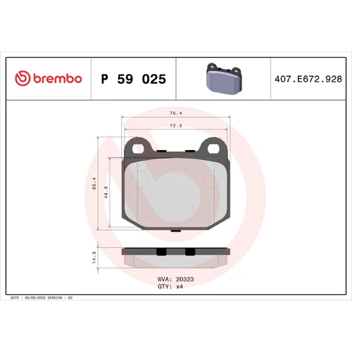 Sada brzdových platničiek kotúčovej brzdy BREMBO P 59 025