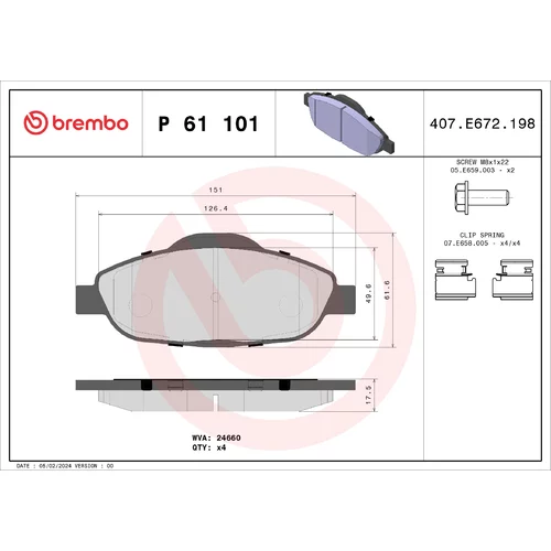 Sada brzdových platničiek kotúčovej brzdy BREMBO P 61 101