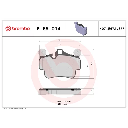 Sada brzdových platničiek kotúčovej brzdy BREMBO P 65 014