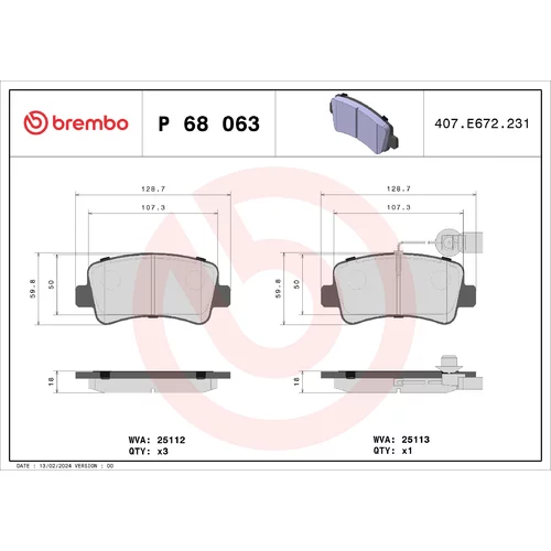 Sada brzdových platničiek kotúčovej brzdy BREMBO P 68 063