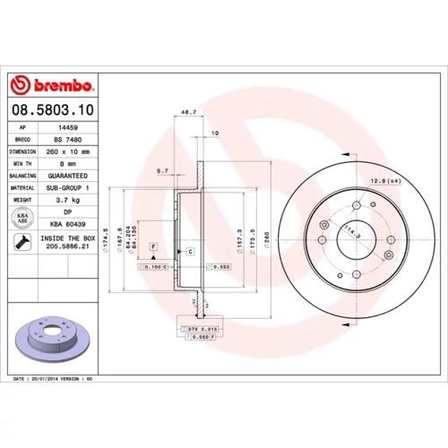 Brzdový kotúč BREMBO 08.5803.10