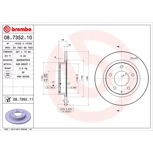 Brzdový kotúč BREMBO 08.7352.11