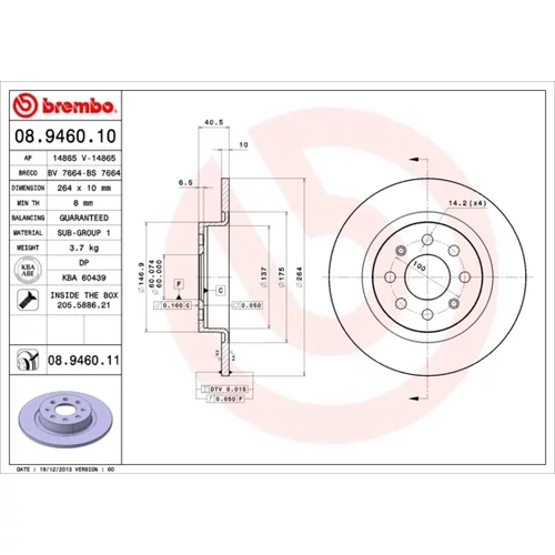 Brzdový kotúč 08.9460.11 /BREMBO/