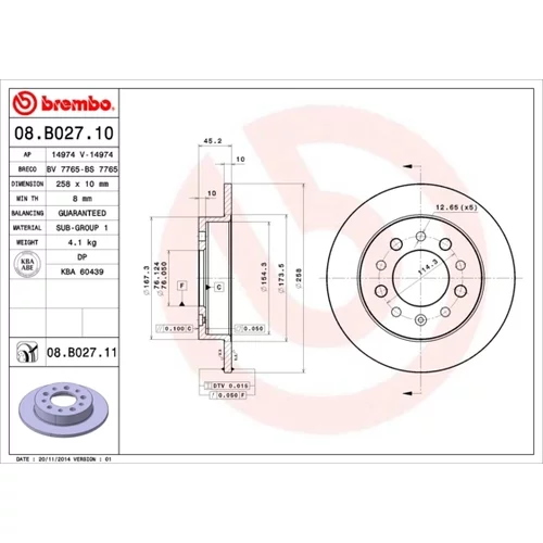 Brzdový kotúč BREMBO 08.B027.11