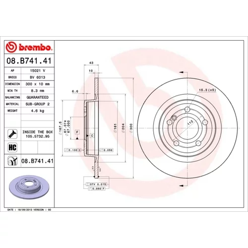 Brzdový kotúč BREMBO 08.B741.41