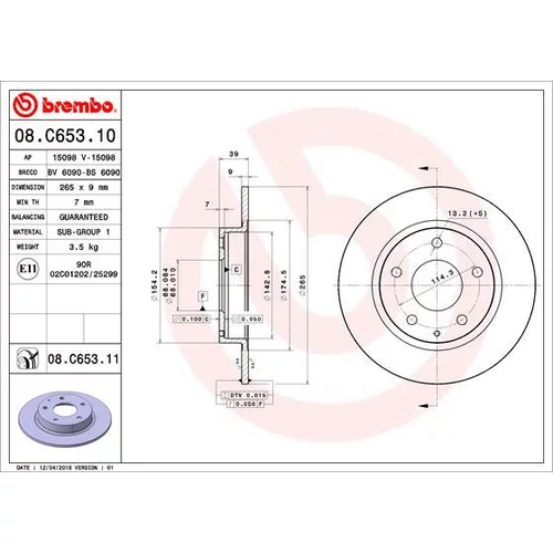 Brzdový kotúč BREMBO 08.C653.11