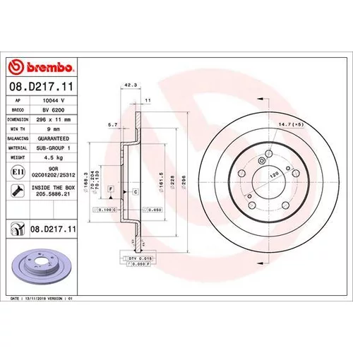 Brzdový kotúč BREMBO 08.D217.11