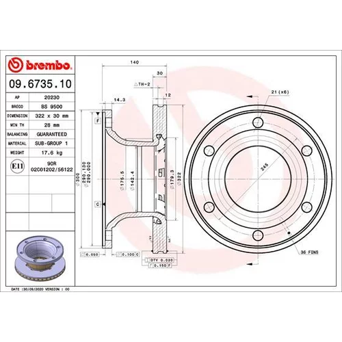 Brzdový kotúč BREMBO 09.6735.10