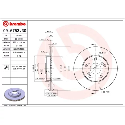 Brzdový kotúč BREMBO 09.6753.30