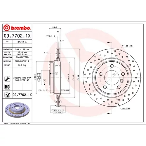 Brzdový kotúč BREMBO 09.7702.1X