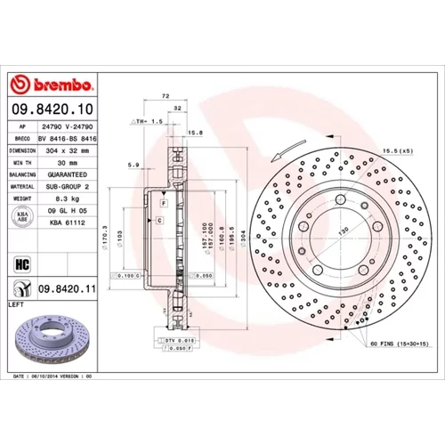 Brzdový kotúč BREMBO 09.8420.11