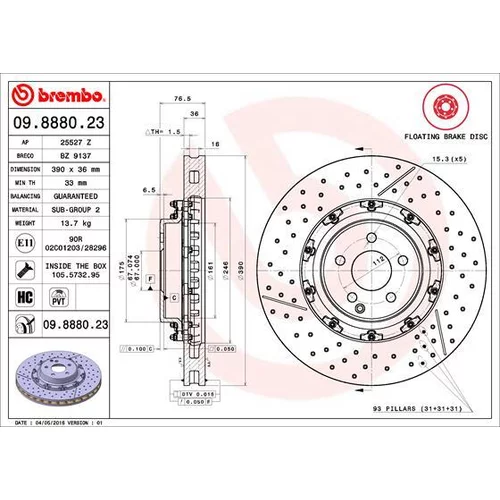 Brzdový kotúč BREMBO 09.8880.23