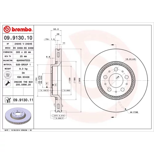 Brzdový kotúč BREMBO 09.9130.11