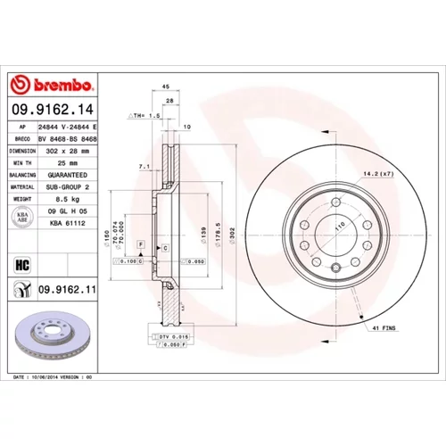 Brzdový kotúč BREMBO 09.9162.11