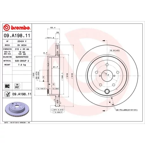 Brzdový kotúč BREMBO 09.A198.11