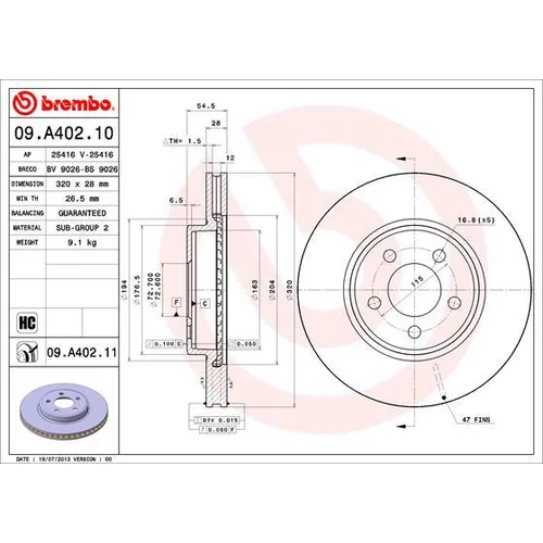 Brzdový kotúč BREMBO 09.A402.10