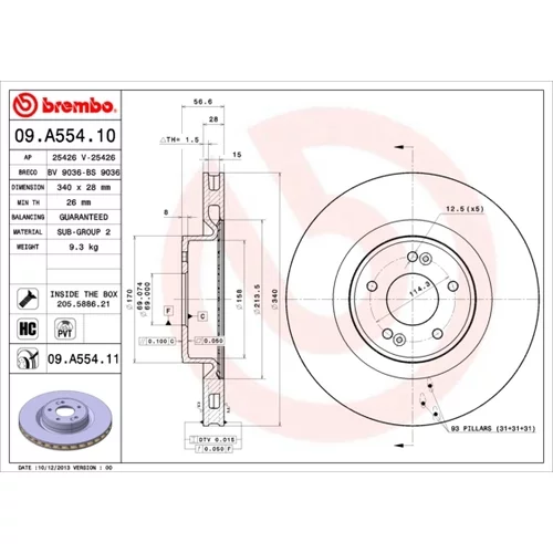 Brzdový kotúč BREMBO 09.A554.11