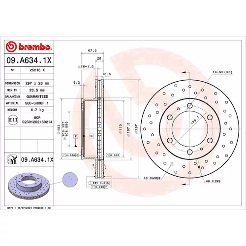 Brzdový kotúč BREMBO 09.A634.1X