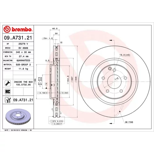 Brzdový kotúč BREMBO 09.A731.21