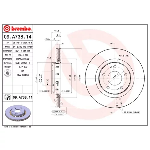 Brzdový kotúč BREMBO 09.A738.11