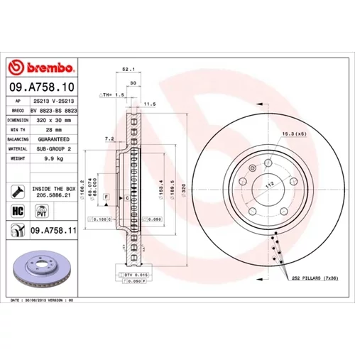 Brzdový kotúč 09.A758.11 /BREMBO/