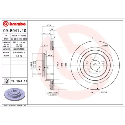 Brzdový kotúč BREMBO 09.B041.11