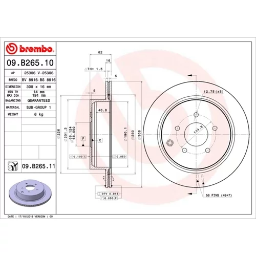 Brzdový kotúč BREMBO 09.B265.11